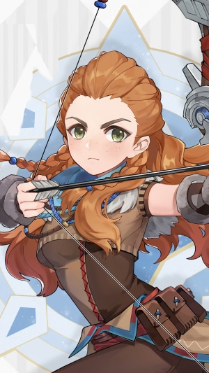 Aloy from Genshin Impact with a bow