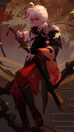 Kazuha from Genshin Impact holding a sword