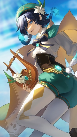 Venti from Genshin Impact holding a lyre
