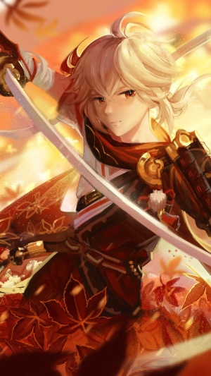 Kazuha from Genshin Impact with swords