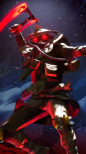 Bloodhound from Apex Legends with a glowing axe