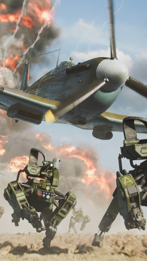 Battlefield 2042 robot dogs and airplane in battle