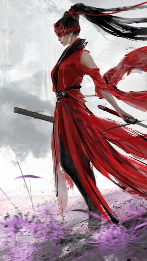 Warrior woman in red from Naraka: Bladepoint