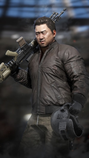 Man with rifle and helmet from PUBG
