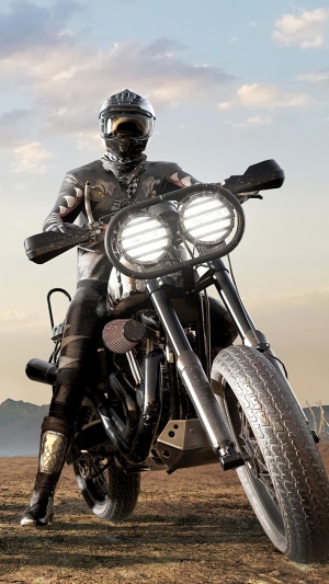 Player from PUBG on a motorcycle