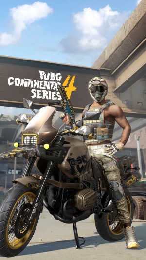 Player from PUBG Continental Series 4 on a motorcycle