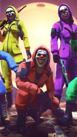 Criminals from Garena Free Fire wearing masks and jumpsuits