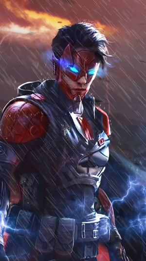 Character from Garena Free Fire in a storm