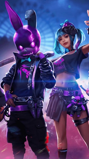 Free Fire Characters in Neon Style