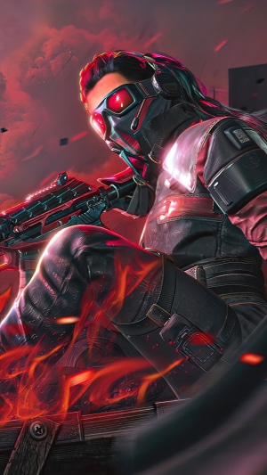 Character from Call of Duty Mobile with gun
