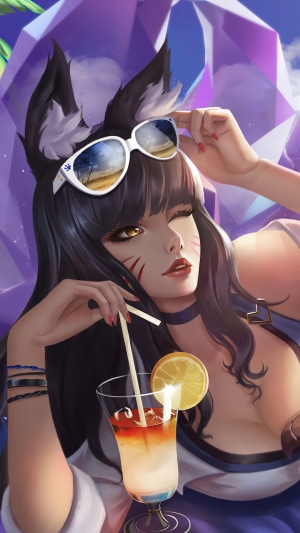 Ahri from League of Legends on the beach