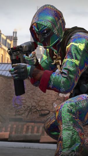 Character from Call of Duty: Black Ops Cold War holding a gun