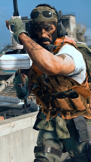 Call of Duty character with a grenade launcher