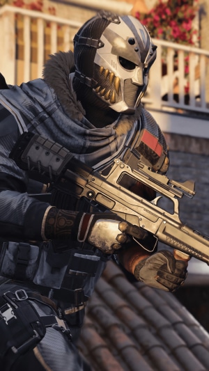 Character from Call of Duty Black Ops Cold War holding a rifle