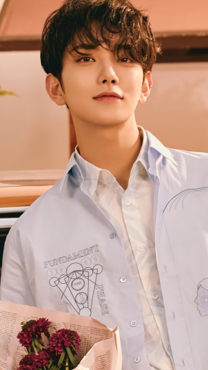 Joshua Hong from Seventeen in Light Shirt