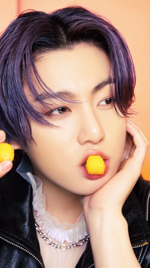 Jungkook from BTS with purple hair