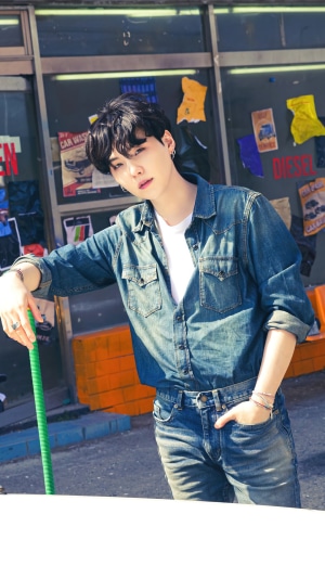 Suga from BTS wearing denim