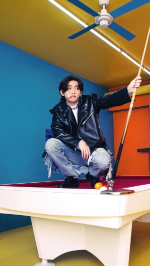 V from BTS on a pool table