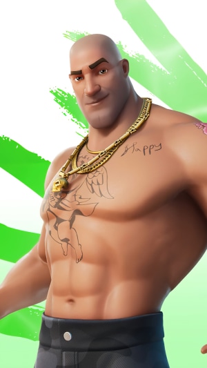 Fortnite character with tattoos and gold chain