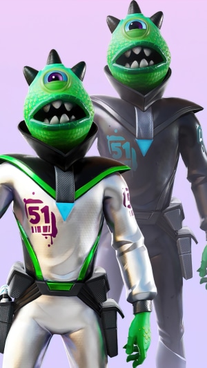 Fortnite alien characters in futuristic suits