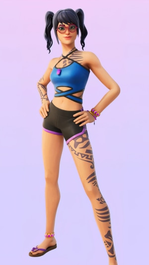 Fortnite character with tattoos and glasses