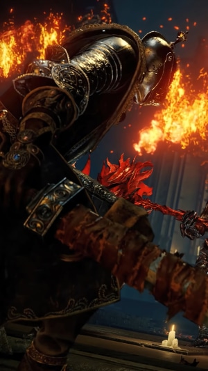 Knight with flaming weapon in Elden Ring