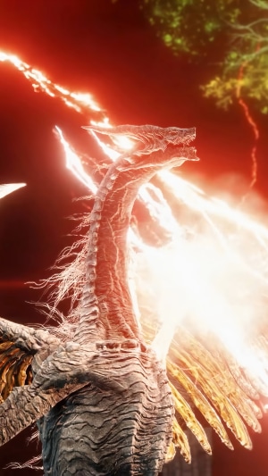 Dragon from Elden Ring breathing fire