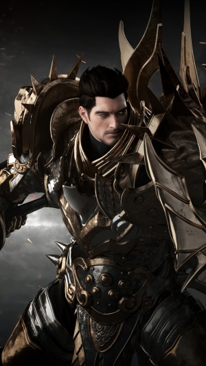 Warrior in ornate golden armor from Lost Ark