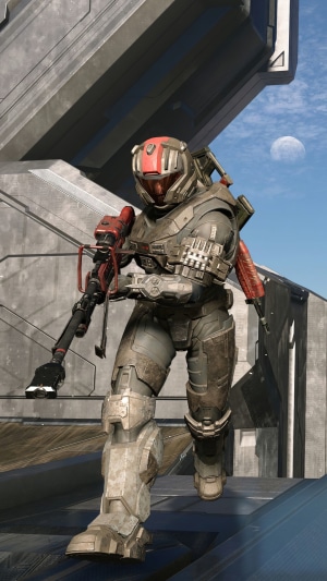 Spartan soldier with weapon in Halo Infinite