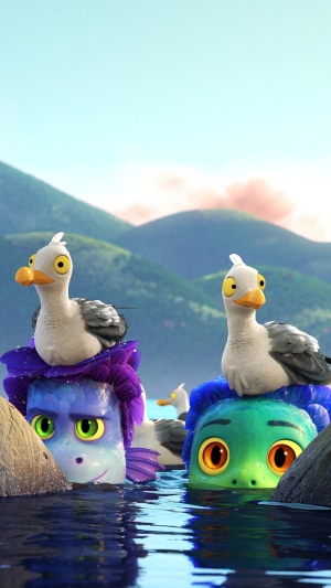 Luca and Alberto with seagulls