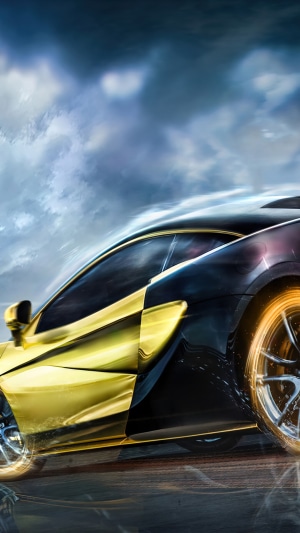 McLaren sports car with glowing wheels