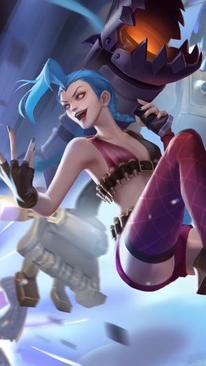 Jinx from League of Legends with large weapon