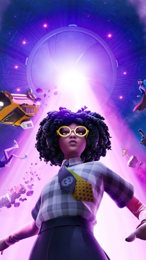 Fortnite characters and a UFO