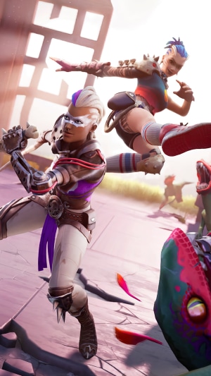 Fortnite characters in a battle scene