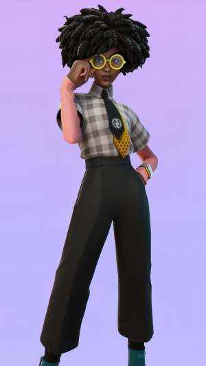 Fortnite character with glasses and tie