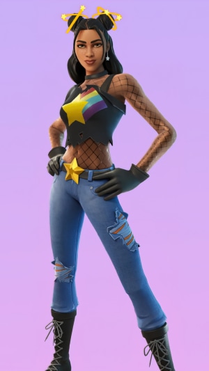 Fortnite Character with Star and Rainbow Outfit