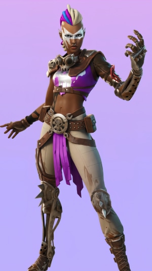 Fortnite character with purple and white face paint