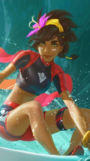 Taliyah from League of Legends surfing