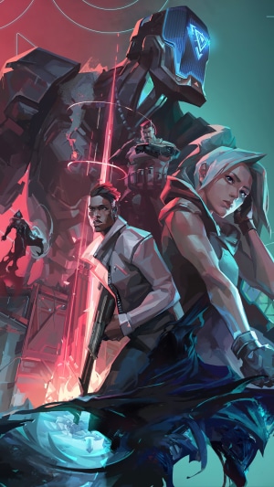 Valorant characters including Kay/O, Jett, Phoenix, and Brimstone