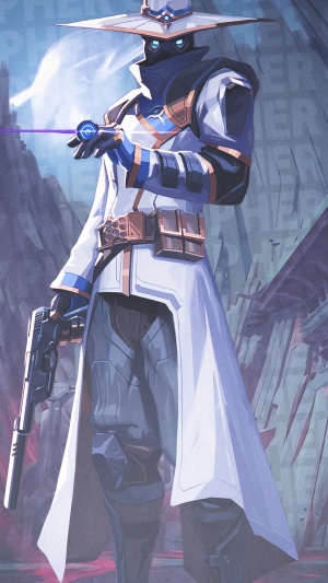 Cypher from Valorant holding a device