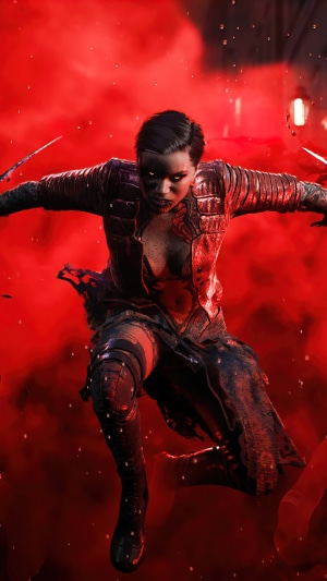 Vampire The Masquerade: Bloodhunt character with knives