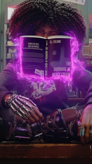 Woman reading The Shunning of Mercy Coffin in Redfall