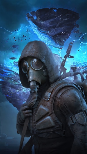S.T.A.L.K.E.R. 2: Heart of Chernobyl character with gas mask and rifle