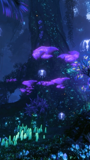 Avatar: Frontiers of Pandora bioluminescent forest scenery