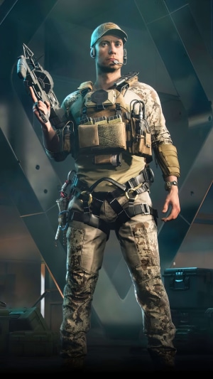 Soldier from Battlefield 2042 holding a weapon