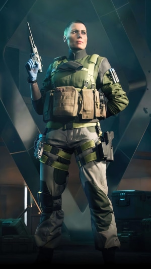 Soldier from Battlefield 2042 holding a gun