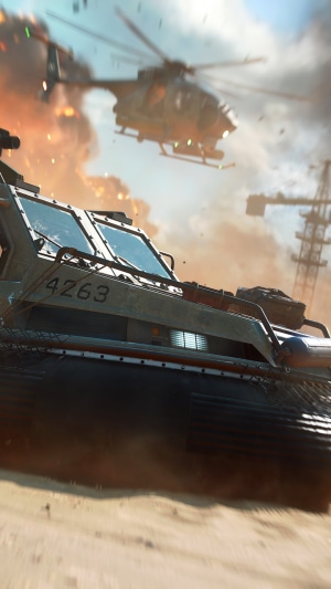 Battlefield 2042 hovercraft and helicopter in combat