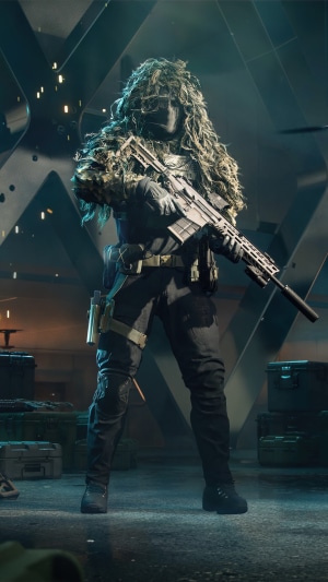 Soldier with ghillie suit and sniper rifle in Battlefield 2042