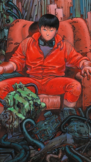 Akira sitting on a throne surrounded by machinery