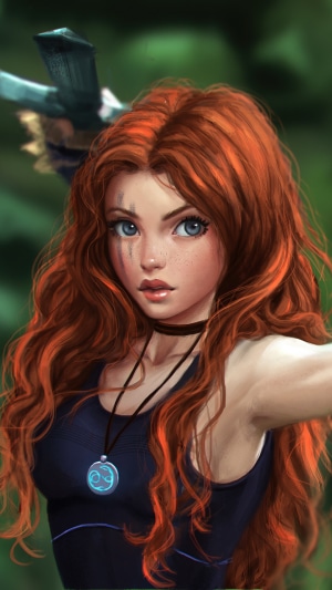 Fantasy warrior girl with red hair